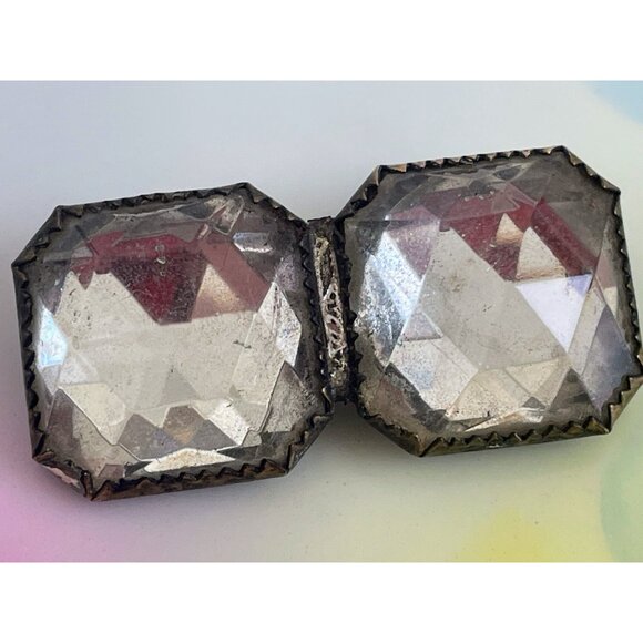 Antique Victorian Brooch pair Glass Bar Pin Pearl Shell - Picture 9 of 12